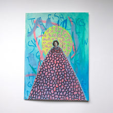 Cargar imagen en el visor de la galería, Ocean Blue, Neon Yellow And Red Mixed Media Collage On Paper

