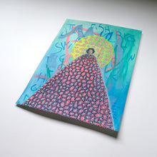 Cargar imagen en el visor de la galería, Ocean Blue, Neon Yellow And Red Mixed Media Collage On Paper
