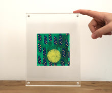 Cargar imagen en el visor de la galería, Green, Blue And Yellow Squared Art Collage On Vintage Photo - Naomi Vona Art
