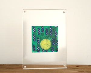 Green, Blue And Yellow Squared Art Collage On Vintage Photo - Naomi Vona Art