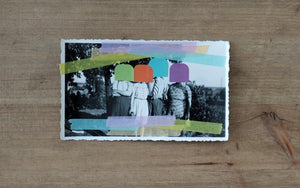 Retro Group Photo Altered With Tape And Stickers - Naomi Vona Art