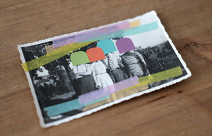 Retro Group Photo Altered With Tape And Stickers - Naomi Vona Art