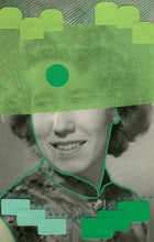 Cargar imagen en el visor de la galería, Green Collage On Vintage Woman Portrait - Naomi Vona Art

