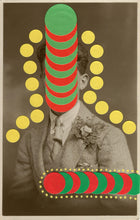Charger l&#39;image dans la galerie, Funny Yellow, Red And Green Art Collage On Vintage Studio Portrait Photo - Naomi Vona Art
