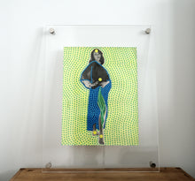 Load image into Gallery viewer, Neon Yellow, Green And Blue Art On Woman Nude Portait Photo - Naomi Vona Art
