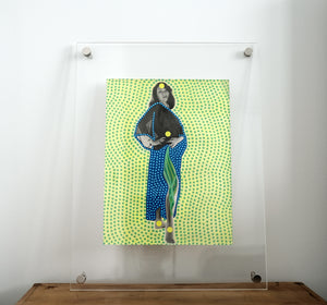 Neon Yellow, Green And Blue Art On Woman Nude Portait Photo - Naomi Vona Art