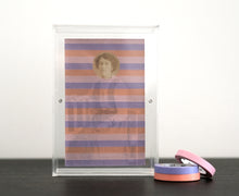Load image into Gallery viewer, Pink Pastel Shades Striped Collage Art Created With Washi Tape On Vintage Photo - Naomi Vona Art
