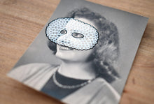 Load image into Gallery viewer, White Crochet Mask Decoration On Vintage Woman Portrait - Naomi Vona Art

