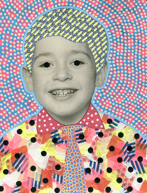 Vintage Smiling Baby Boy With Tie Portrait Altered By Hand - Naomi Vona Art