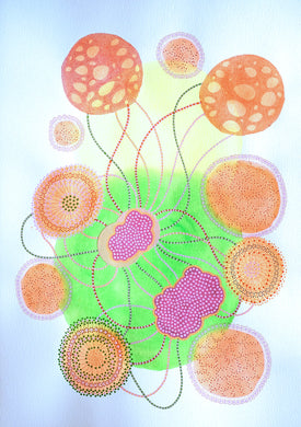 Neon Green, Orange And Yellow Organic Abstract Art - Naomi Vona Art
