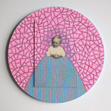 Cargar imagen en el visor de la galería, Pink, Green And Turquoise Collage On Wood Panel
