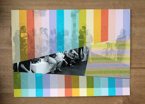 Rainbow Striped Art Collage On Vintage Group Shot - Naomi Vona Art