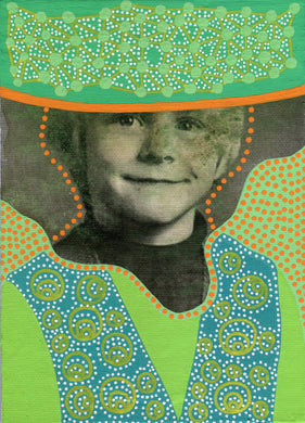 Boy Portrait Vintage Art Collage On Canvas - Naomi Vona Art