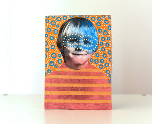 Neon Masked Vintage Boy Portrait On Canvas - Naomi Vona Art