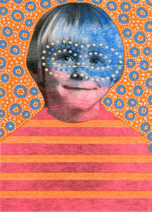 Neon Masked Vintage Boy Portrait On Canvas - Naomi Vona Art