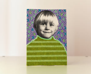 Retro Smiling Baby Boy Portrait Art On Canvas - Naomi Vona Art