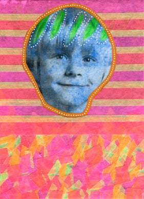 Neon Art Collage Of Vintage Baby Boy Photography - Naomi Vona Art