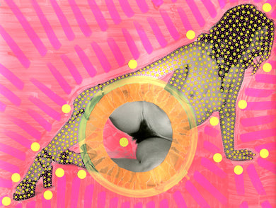 Neon Art Collage On Vintage Erotic Image Altered By Hand - Naomi Vona Art
