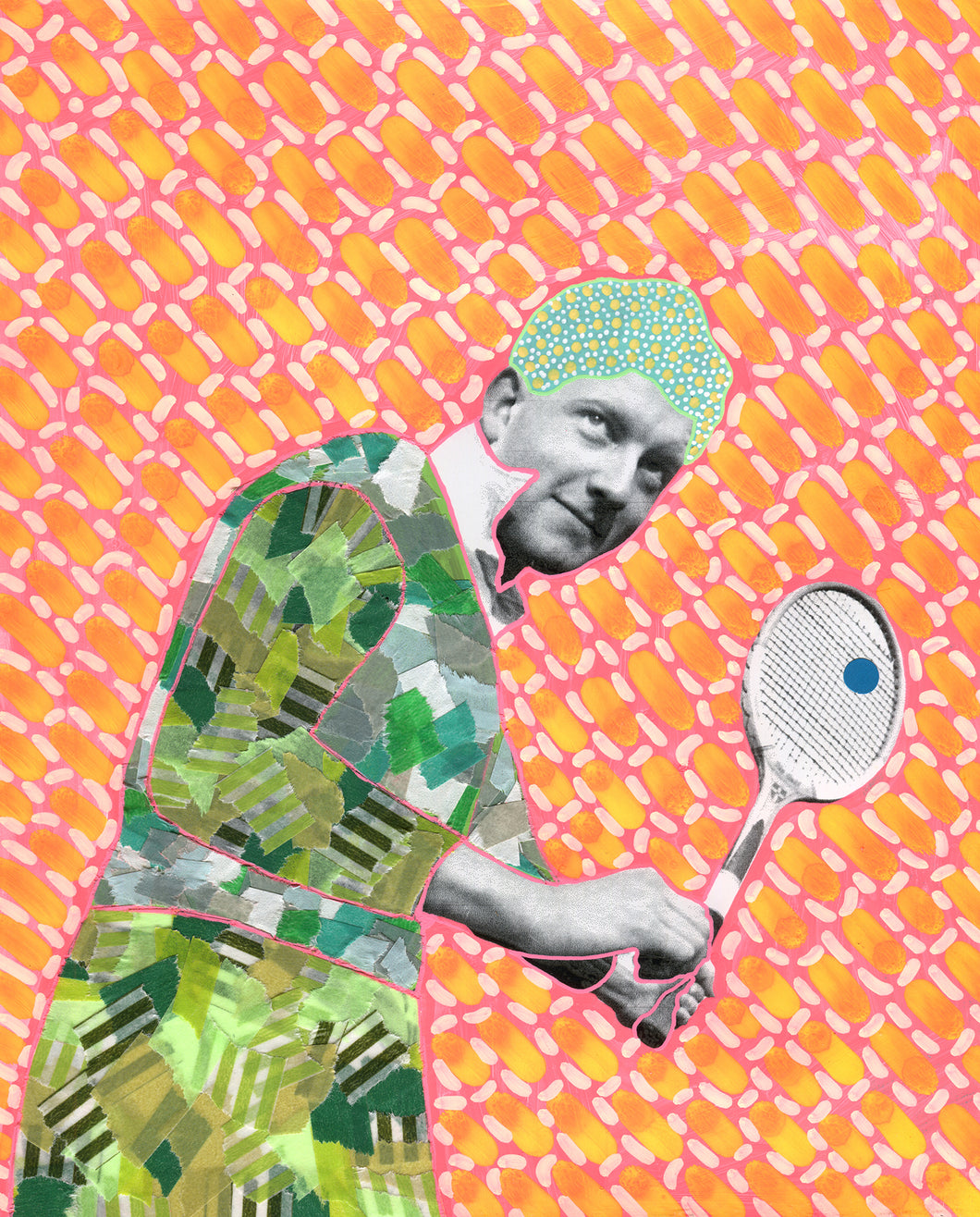 Original Old Fashioned Tennis Photo Altered By Hand - Naomi Vona Art