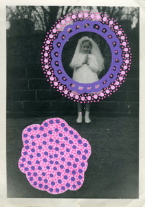 Pink Purple Art Collage On Vintage Baby Girl Photo - Naomi Vona Art