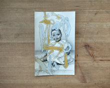 Load image into Gallery viewer, Golden And Silver Doodles On Vintage Baby Portrait - Naomi Vona Art

