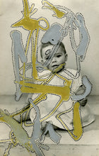 Cargar imagen en el visor de la galería, Golden And Silver Doodles On Vintage Baby Portrait - Naomi Vona Art
