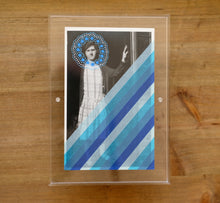 Cargar imagen en el visor de la galería, Light Blue And Turquoise Art Collage On Vintage Woman Portrait - Naomi Vona Art
