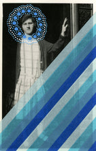 画像をギャラリービューアに読み込む, Light Blue And Turquoise Art Collage On Vintage Woman Portrait - Naomi Vona Art
