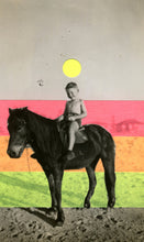 Load image into Gallery viewer, Altered Vintage Child&#39;s Riding Horse Portrait Decorated With Neon Washi Tape - Naomi Vona Art
