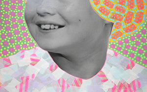 Smiling Vintage Girl Manipulated With Pens And Washi Tape - Naomi Vona Art
