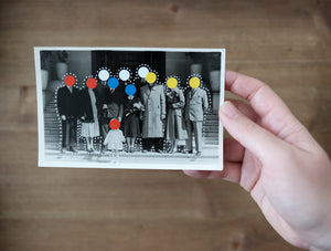 Dotted Art Collage Composition On Vintage Group Shot - Naomi Vona Art