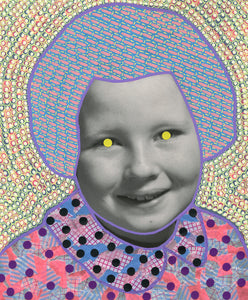 Organic Abstract Composition On Vintage Smiling Girl Portrait Photo - Naomi Vona Art