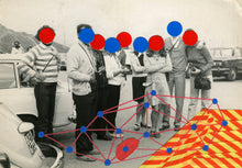Load image into Gallery viewer, Red Blue Dotty Decoration Art Collage On Vintage Group Shot - Naomi Vona Art
