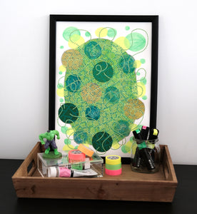 Neon Green And Yellow Abstract Organic Composition - Naomi Vona Art