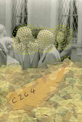 Beige Yellow Contemporary Art Collage On Vintage Photo - Naomi Vona Art