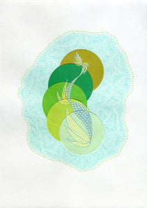 Mint Green Abstract Art Collage Composition - Naomi Vona Art