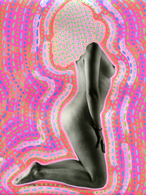 Contemporary Original Retro Nude Woman Portrait - Naomi Vona Art