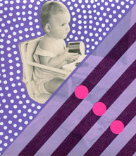Charger l&#39;image dans la galerie, Vintage Child High Chair Portrait Art Collage Altered With Tape And Pens - Naomi Vona Art
