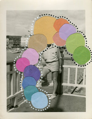 Paper Rainbow Decoration On Vintage Man Portrait - Naomi Vona Art