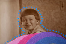 Charger l&#39;image dans la galerie, Rainbow Art Collage On Vintage Baby Portrait Photo - Naomi Vona Art
