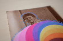 Charger l&#39;image dans la galerie, Rainbow Art Collage On Vintage Baby Portrait Photo - Naomi Vona Art
