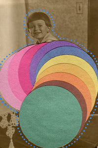 Rainbow Art Collage On Vintage Baby Portrait Photo - Naomi Vona Art