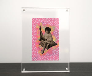 Neon Pink Vintage Baby Girl Art Collage - Naomi Vona Art