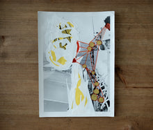 将图片加载到图库查看器，White Yellow Red Contemporary Art Collage On Vintage Photo - Naomi Vona Art
