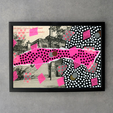 Neon Pink, Black And White Print Art Collage - Naomi Vona Art