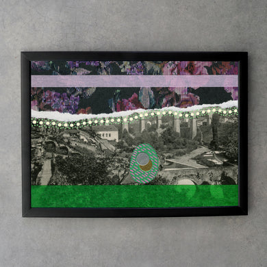 Floral Abstraction Art Print Of Retro Vintage Landscape Portrait - Naomi Vona Art