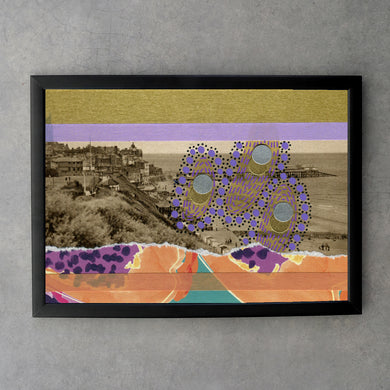 Golden Orange Finte Art Print Of Retro Manipulated Postcard - Naomi Vona Art