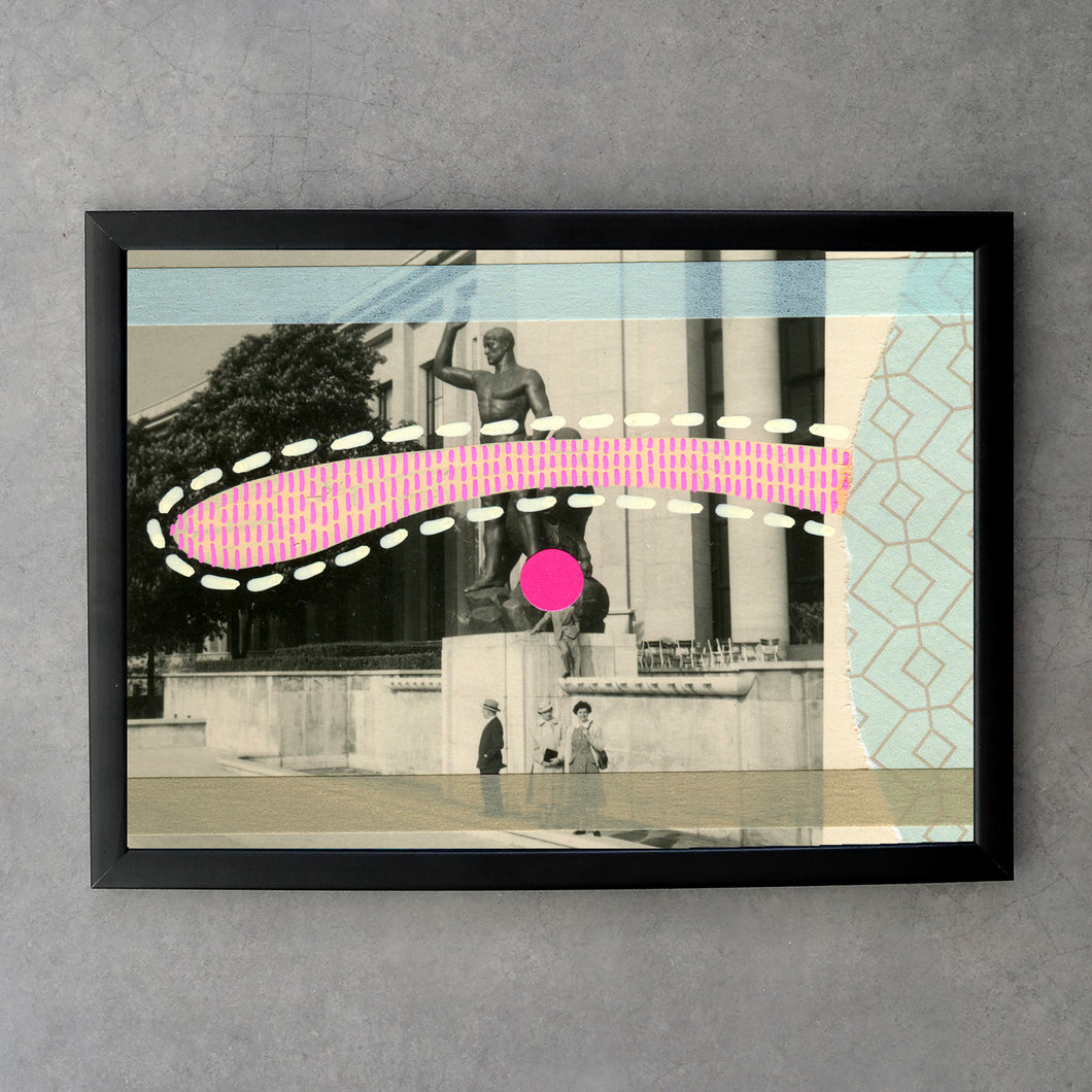 Beige, Baby Blue And Pink Art Print Of Retro Altered Postcard - Naomi Vona Art