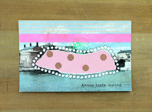 Ireland Athlone Castle Vintage Postcard Collage Art - Naomi Vona Art