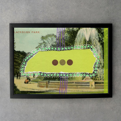 Lime Green Fine Art Print Of Retro Landscape Collage - Naomi Vona Art